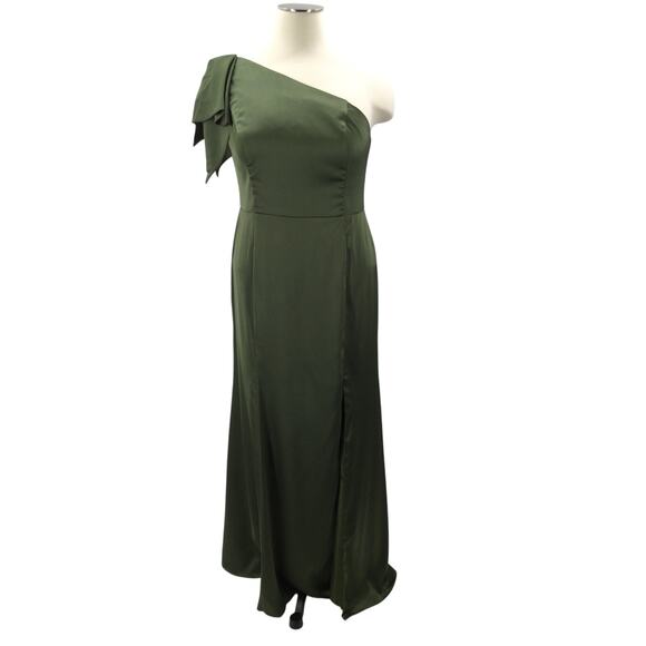 FORMAL PARTY 18 2X Plus Green Olive one shoulder mermaid maxi dress NEW B70 - Picture 2 of 10